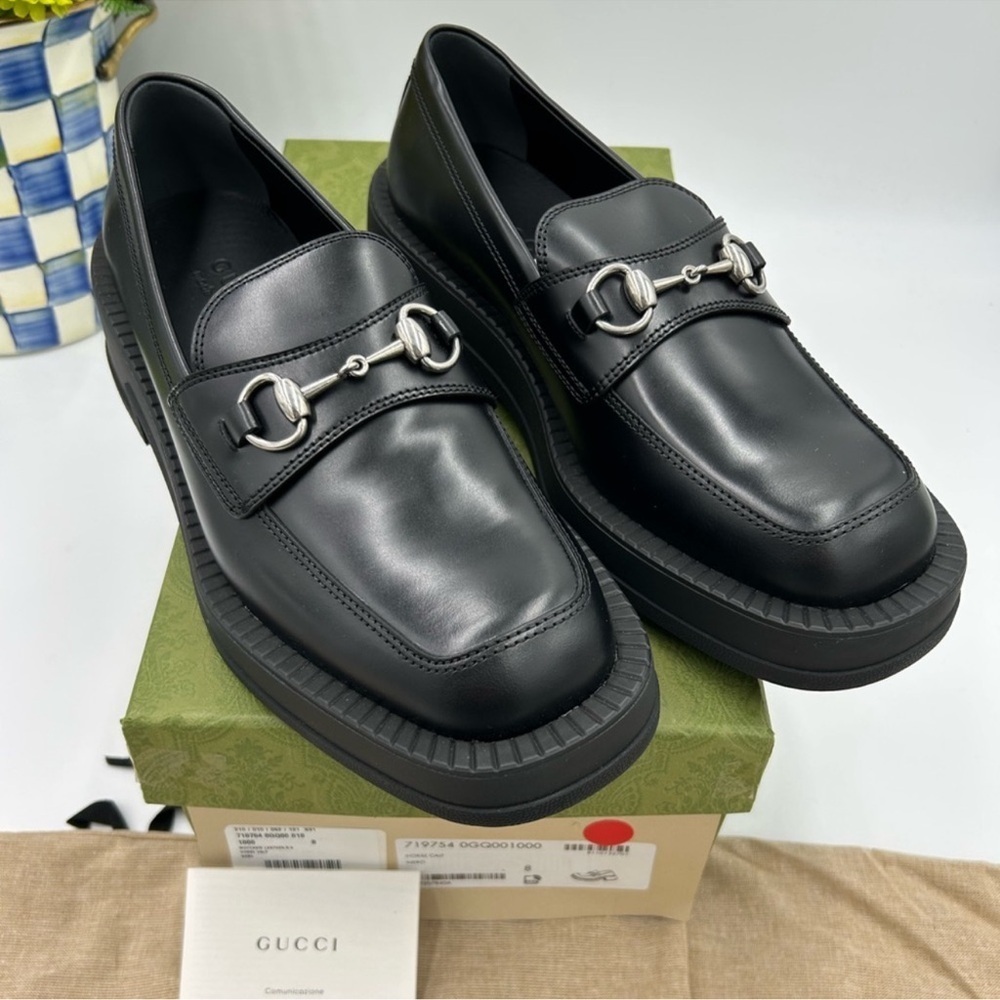 Men’s Gucci chunky horse bit loafers size 8 fits 8.5 US made in Italy